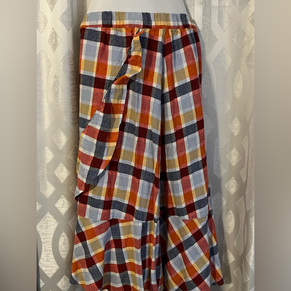 Orange & Blue Multicolor Skirt